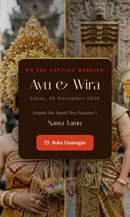 Tampilan pembuka template undangan digital Bali Heritage Premium