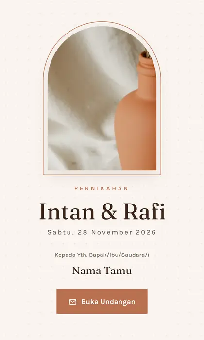 Tampilan pembuka template undangan digital Bare Terracotta