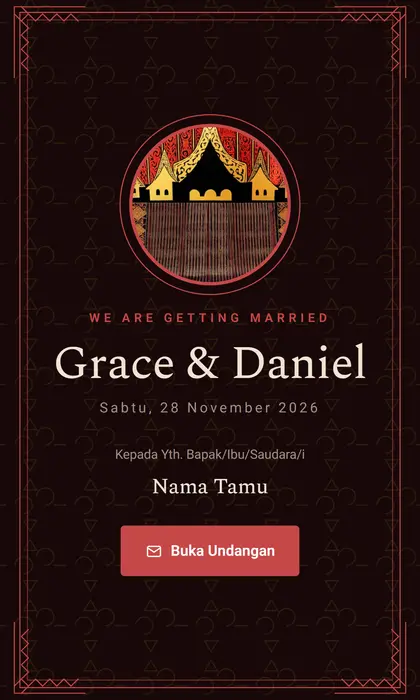 Tampilan pembuka template undangan digital Batak Heritage