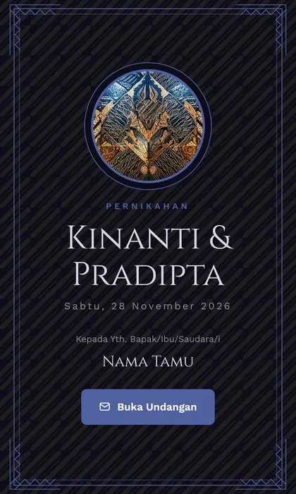 Tampilan pembuka template undangan digital Batik Modern Sannubari