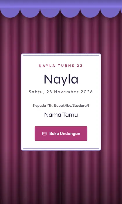 Tampilan pembuka template undangan ulang tahun Birthday Trendy