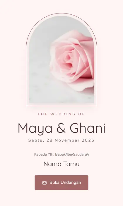 Tampilan pembuka template undangan digital Blush Minimal