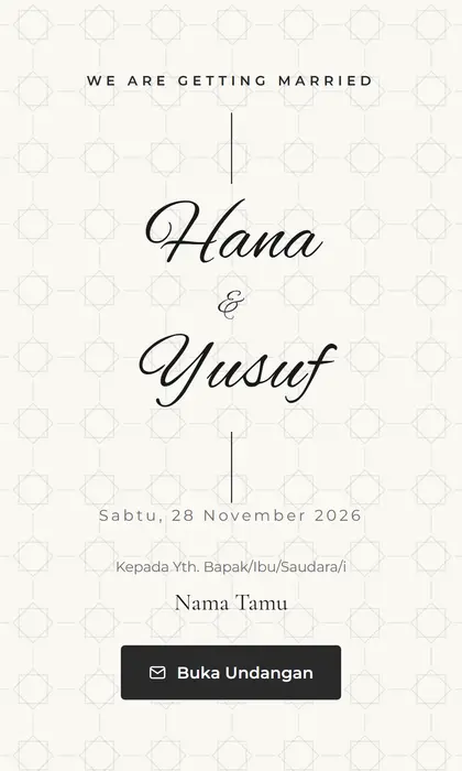 Tampilan pembuka template undangan digital Calligraphy Art