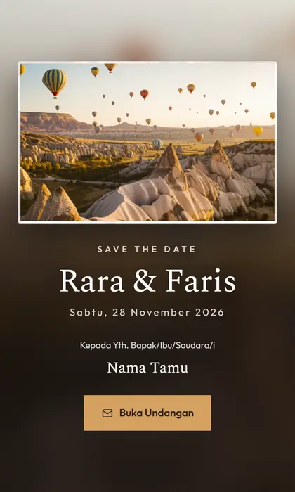 Tampilan pembuka template undangan digital Cappadocia Magic