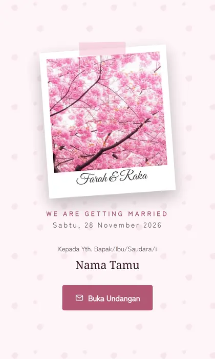Tampilan pembuka template undangan digital Cherry Blossom