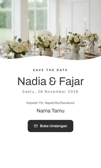 Tampilan pembuka template undangan digital Clean Canvas