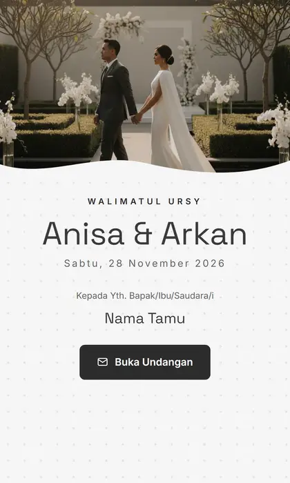 Tampilan pembuka template undangan digital Clean Slate Sannubari