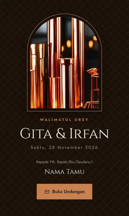 Tampilan pembuka template undangan digital Copper Luxe Sannubari