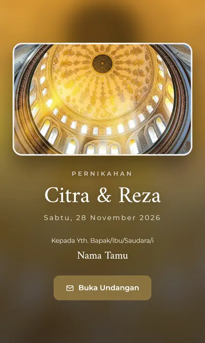 Tampilan pembuka template undangan digital Dome of Light Sannubari