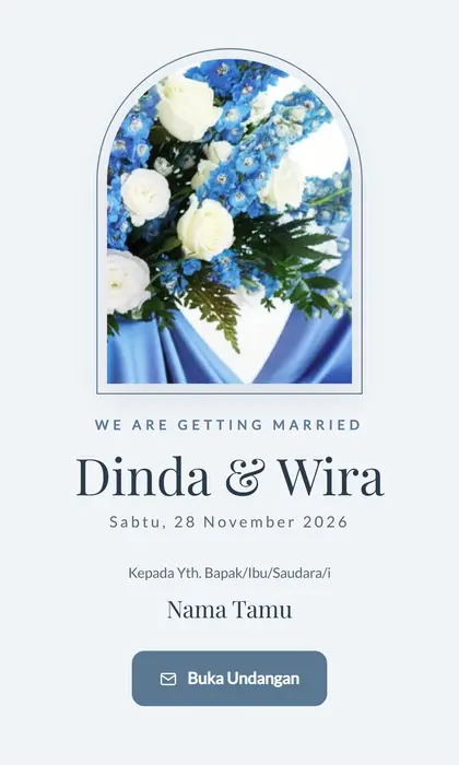 Tampilan pembuka template undangan digital Dusty Blue