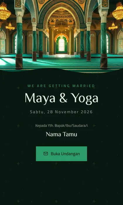 Tampilan pembuka template undangan digital Emerald Mosque