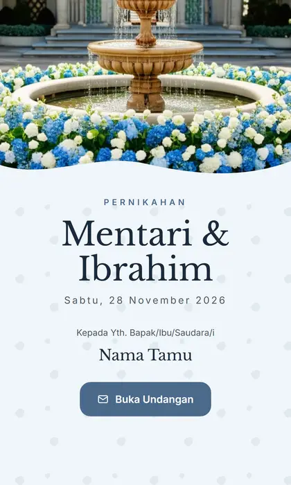 Tampilan pembuka template undangan digital Fountain Elegance
