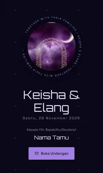 Tampilan pembuka template undangan digital Galaxy Night