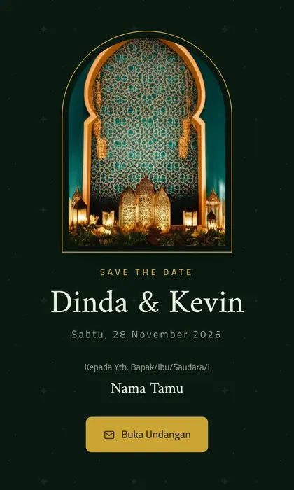 Tampilan pembuka template undangan digital Indo-Arabic