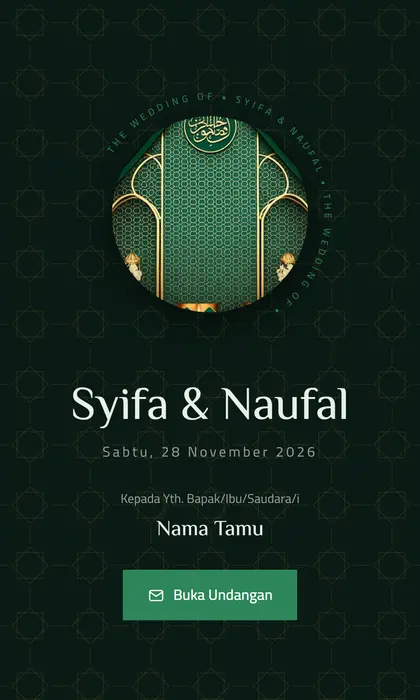 Tampilan pembuka template undangan digital Islamic Geometric