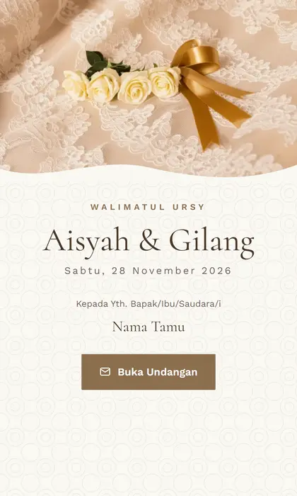 Tampilan pembuka template undangan digital Ivory Lace