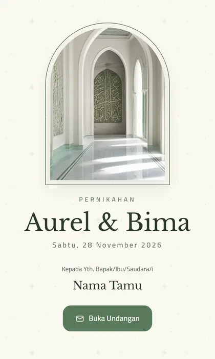 Tampilan pembuka template undangan digital Ivory Mosque