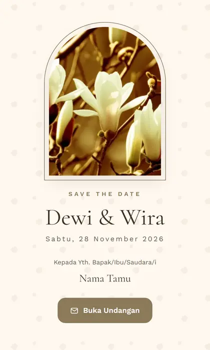Tampilan pembuka template undangan digital Magnolia White