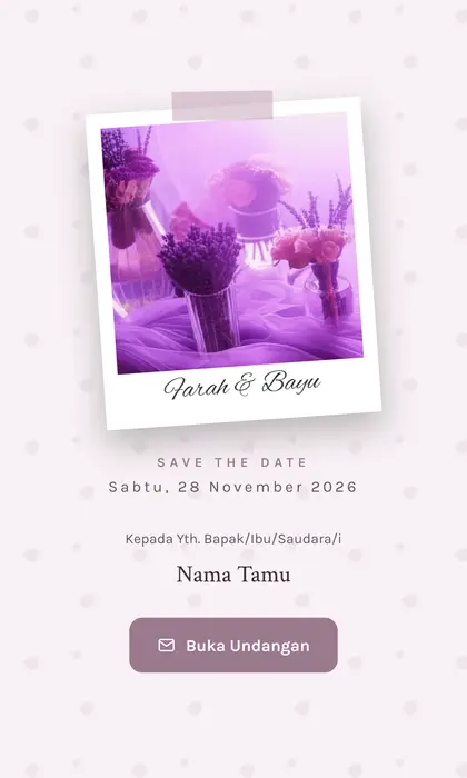 Tampilan pembuka template undangan digital Mauve Dream