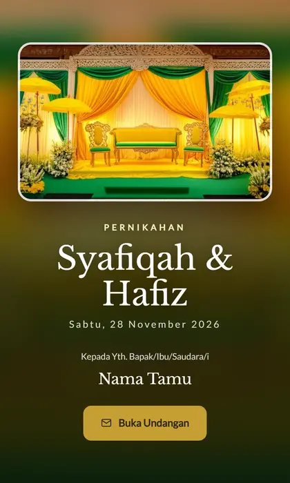 Tampilan pembuka template undangan digital Melayu Heritage