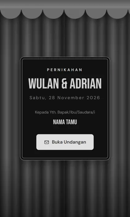 Tampilan pembuka template undangan digital Onyx Noir