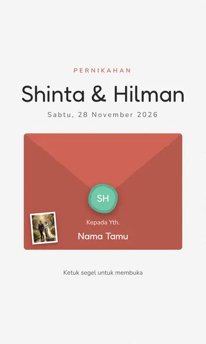 Tampilan pembuka template undangan digital Paper Cut Style