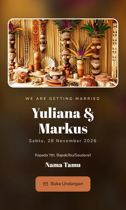Tampilan pembuka template undangan digital Papua Heritage