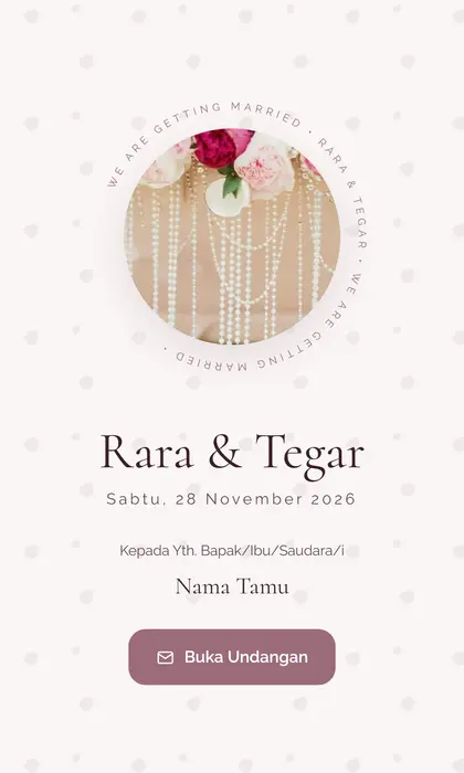 Tampilan pembuka template undangan digital Pearl Blush
