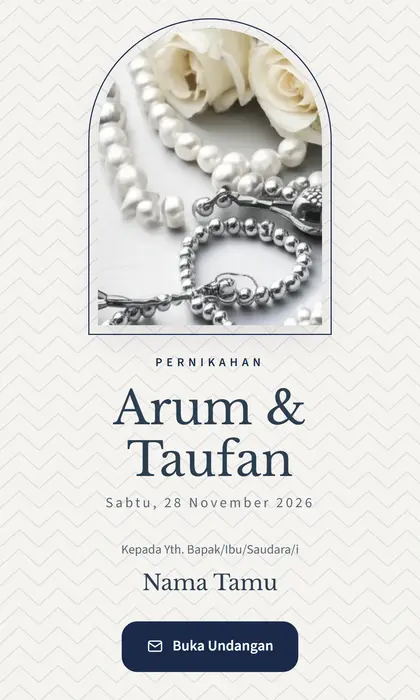 Tampilan pembuka template undangan digital Platinum Pearl