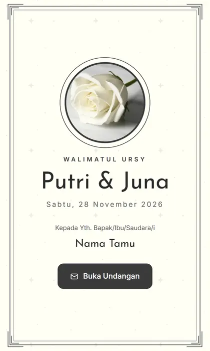 Tampilan pembuka template undangan digital Pure Ivory