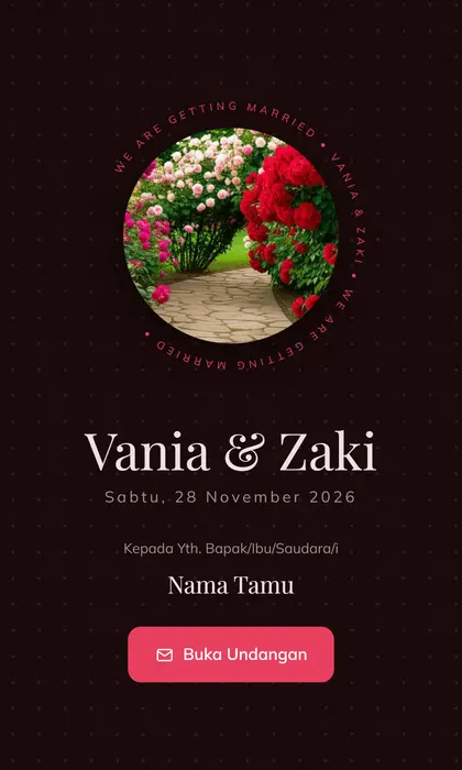 Tampilan pembuka template undangan digital Rose Garden