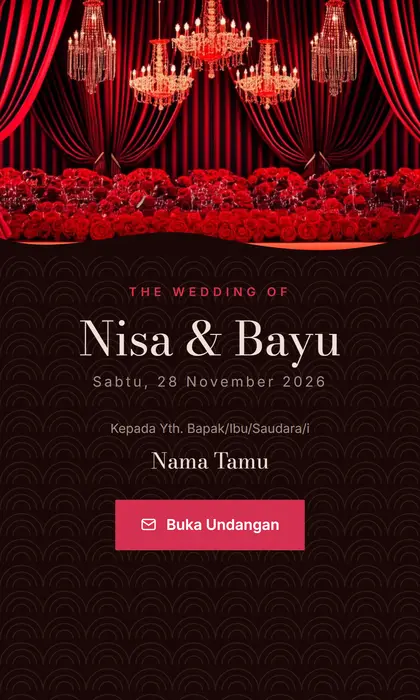 Tampilan pembuka template undangan digital Ruby Royale