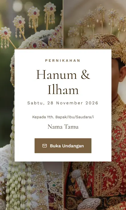 Tampilan pembuka template undangan digital Rustic Nikah