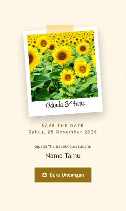 Tampilan pembuka template undangan digital Sunflower Joy