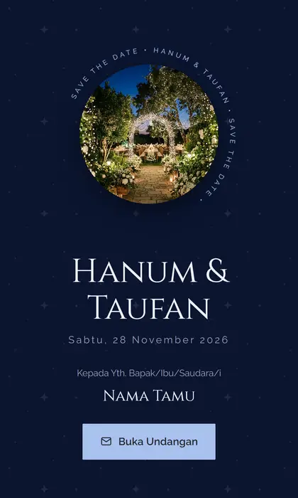 Tampilan pembuka template undangan digital Dark Blue
