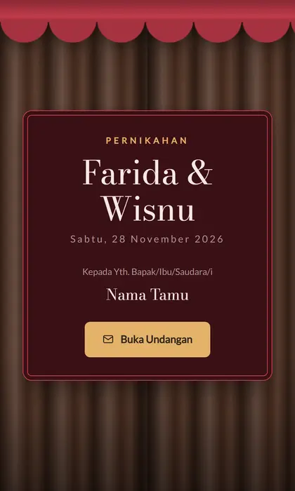 Tampilan pembuka template undangan digital Lope