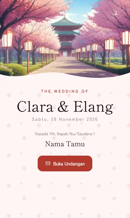 Tampilan pembuka template undangan digital Tokyo Sakura