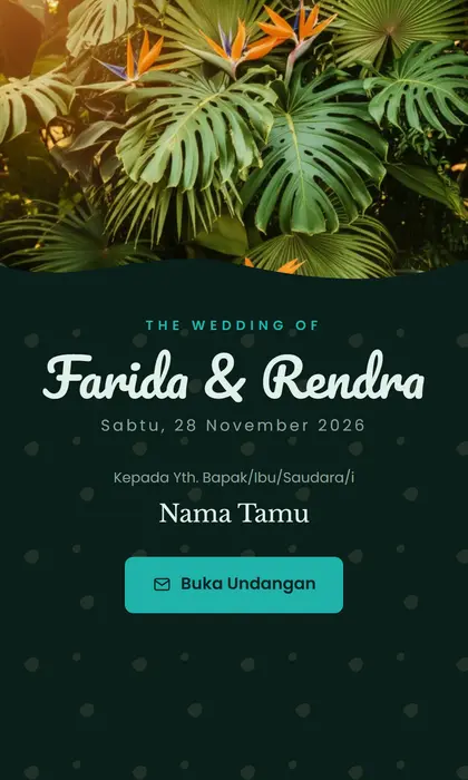 Tampilan pembuka template undangan digital Tropical Paradise