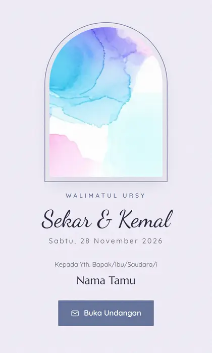 Tampilan pembuka template undangan digital Watercolor Dream