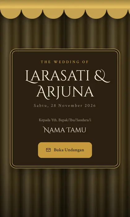 Tampilan pembuka template undangan digital Wayang Shadow
