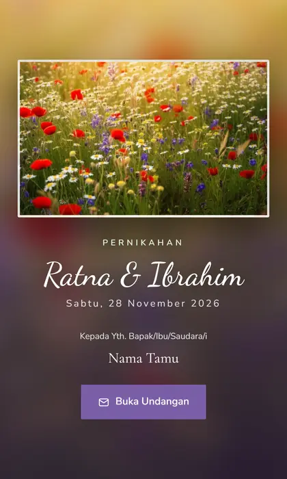 Tampilan pembuka template undangan digital Wildflower Meadow