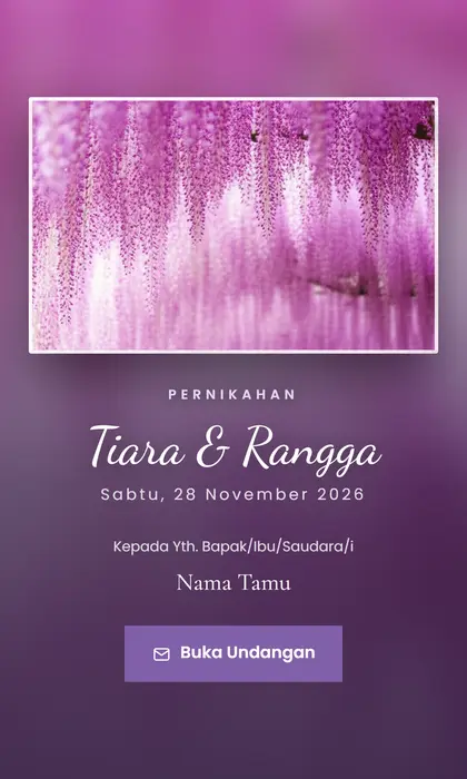 Tampilan pembuka template undangan digital Wisteria Dream