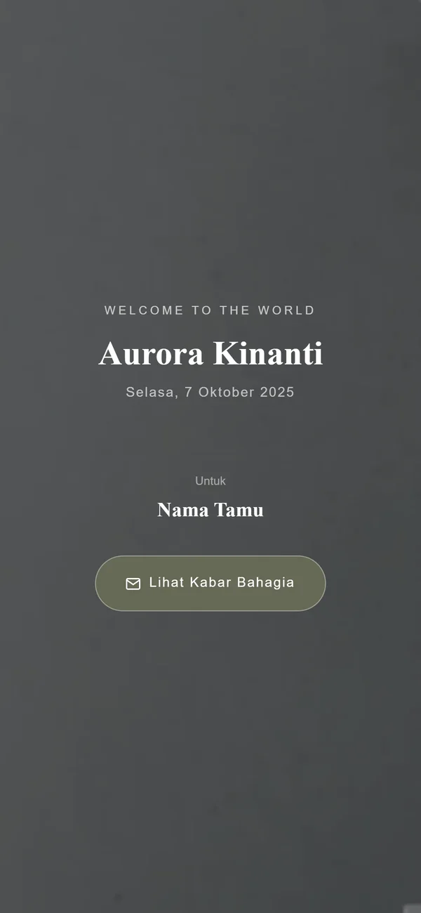 Contoh sampul kartu kelahiran digital Sannubari, tema Clean Slate diisi data contoh