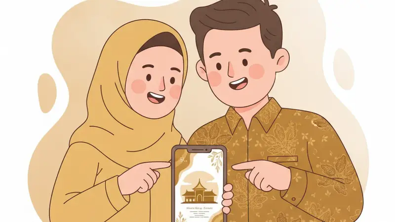 Desainer sedang bekerja di laptop membuat undangan digital