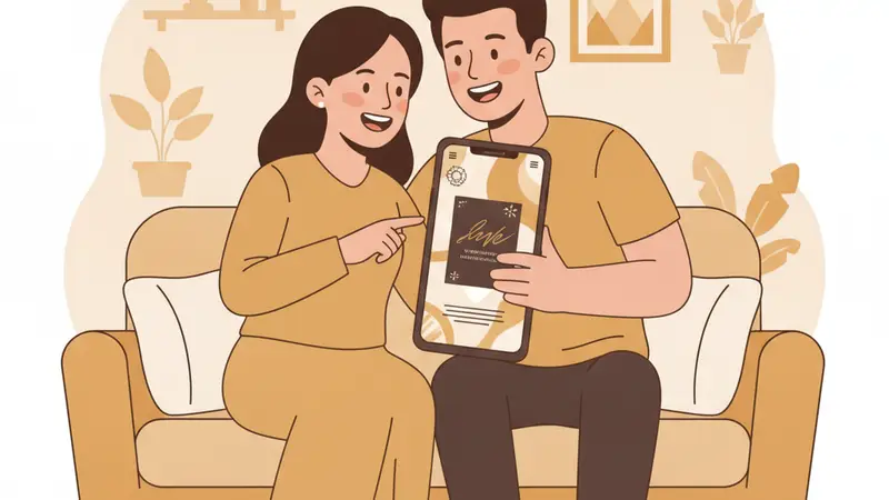 Ilustrasi undangan digital Sannubari dengan desain elegan di layar smartphone
